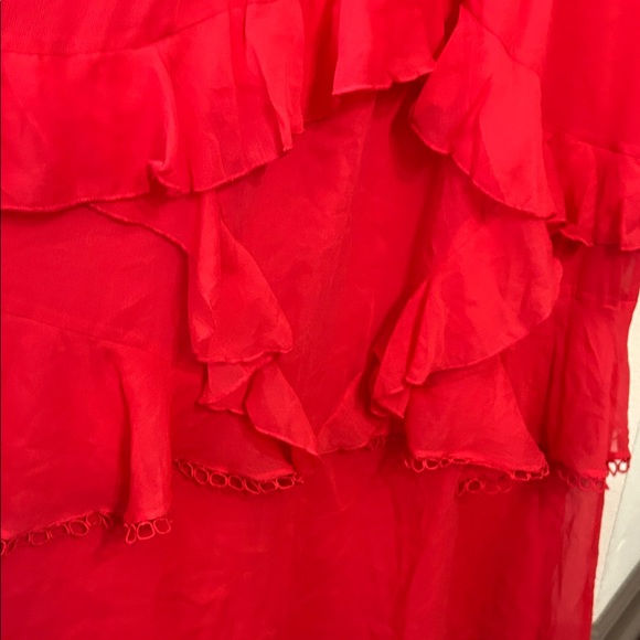 ASOS DESIGN Curve midi dress with long sleeve, Ruffles,and circle trim - Picture 6 of 6